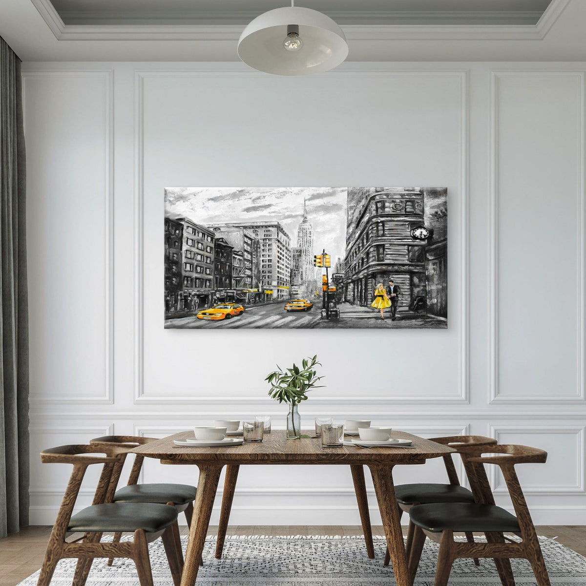 New York Yellow Cab Empire State Wall Art Canvas Office Home Framed 120x60cm
