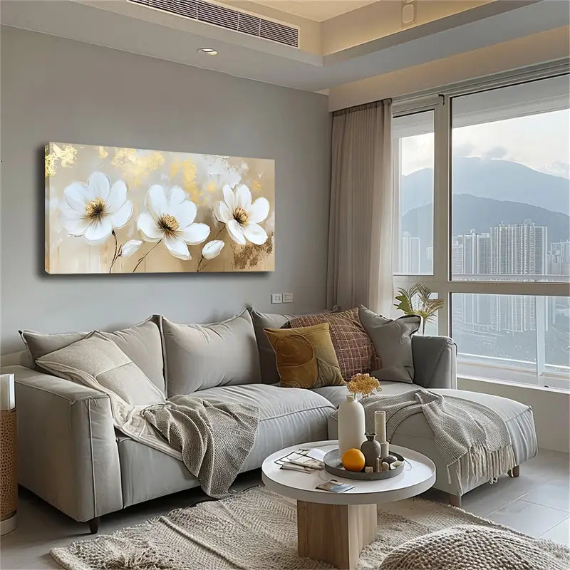 Minimalist Modern Three White Wall Art Canvas Office Home Room Framed 120x60cm