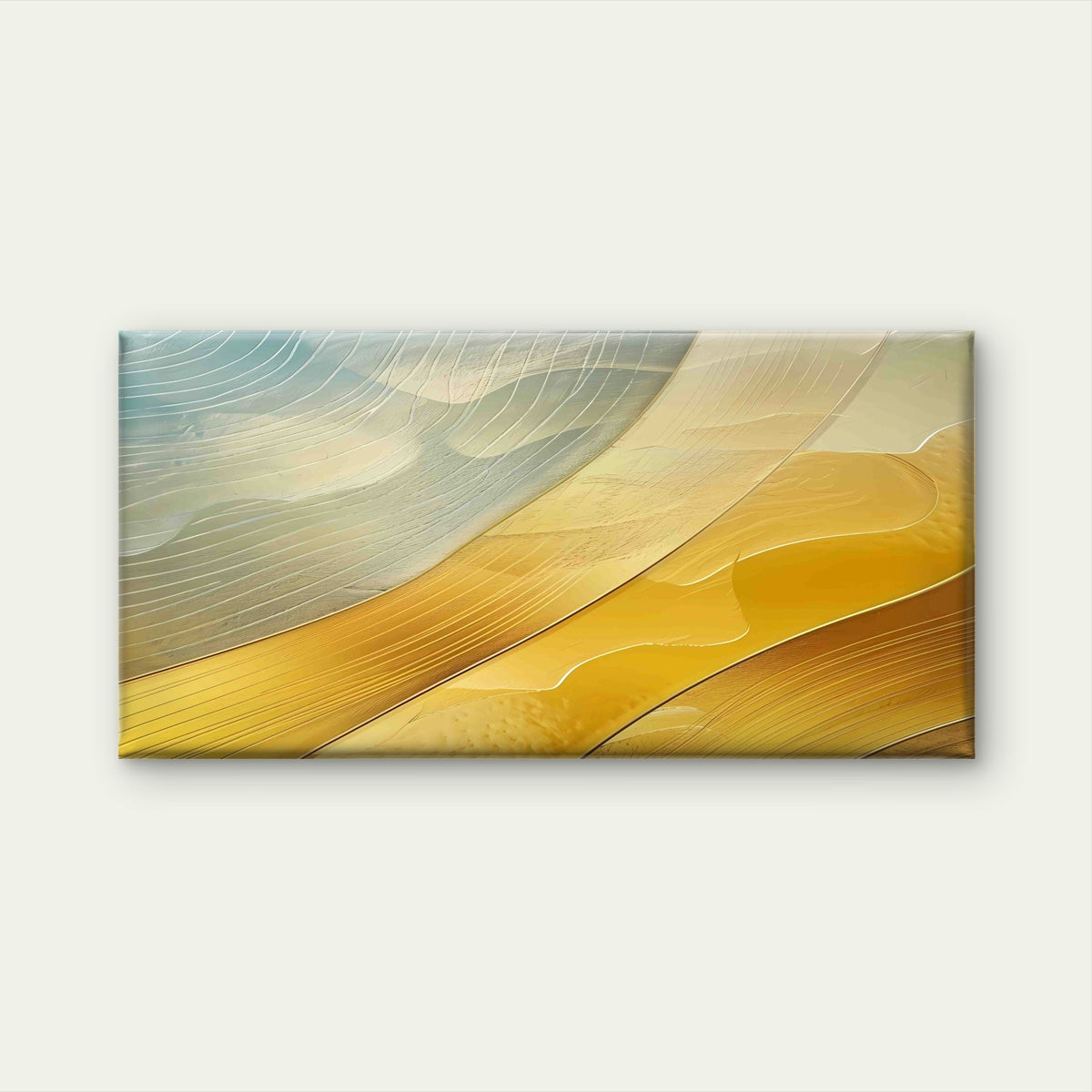Abstract Gold Fluid Waves Wall Art Canvas Office Home Room Framed 80x45cm