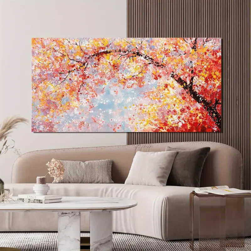 Vibrant Colorful Leaves Modern Abstract Wall Art canvas office home room framed 120x60cm