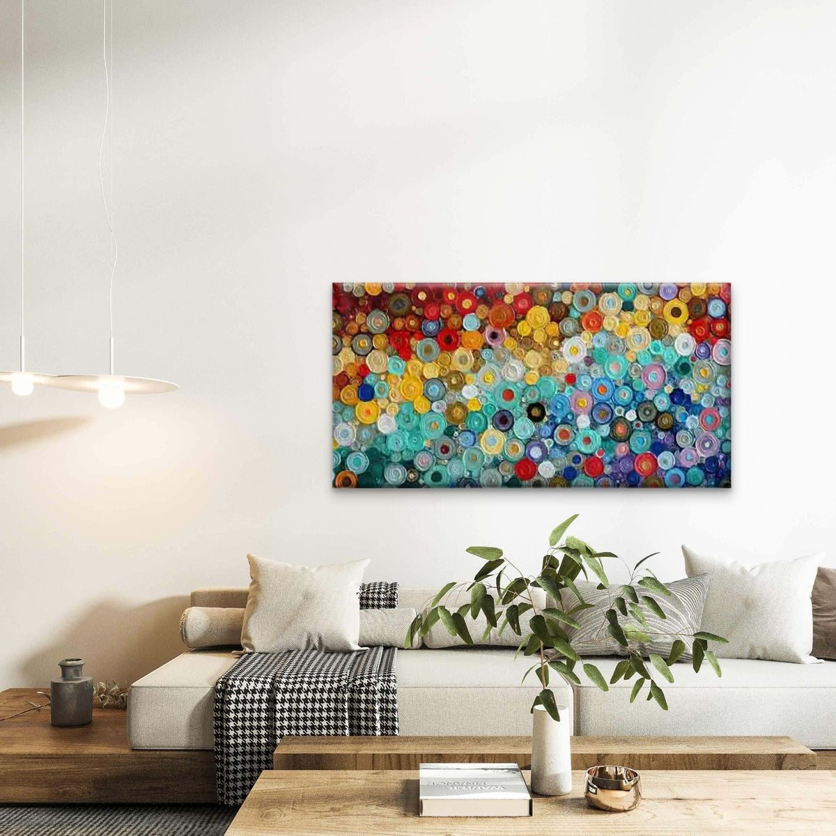 Abstract with Colorful Circles Wall Art Canvas Office Home Room Framed 120x60cm