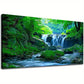 Green Forest Waterfall Nature Wall Art canvas office home room framed 120x60cm