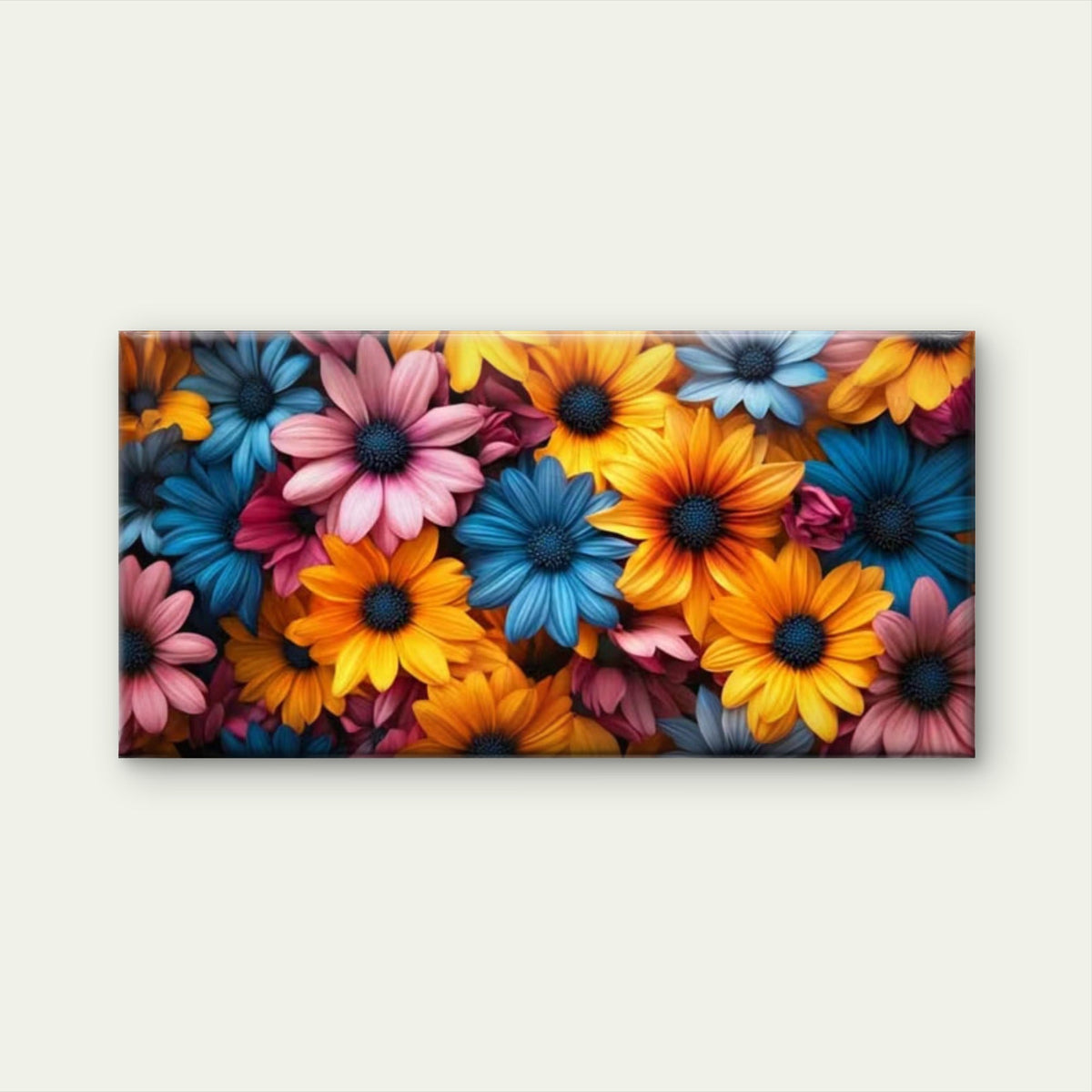 Vibrant Daisies Bloom Wall Art Canvas Office Home Room Framed 80x45cm