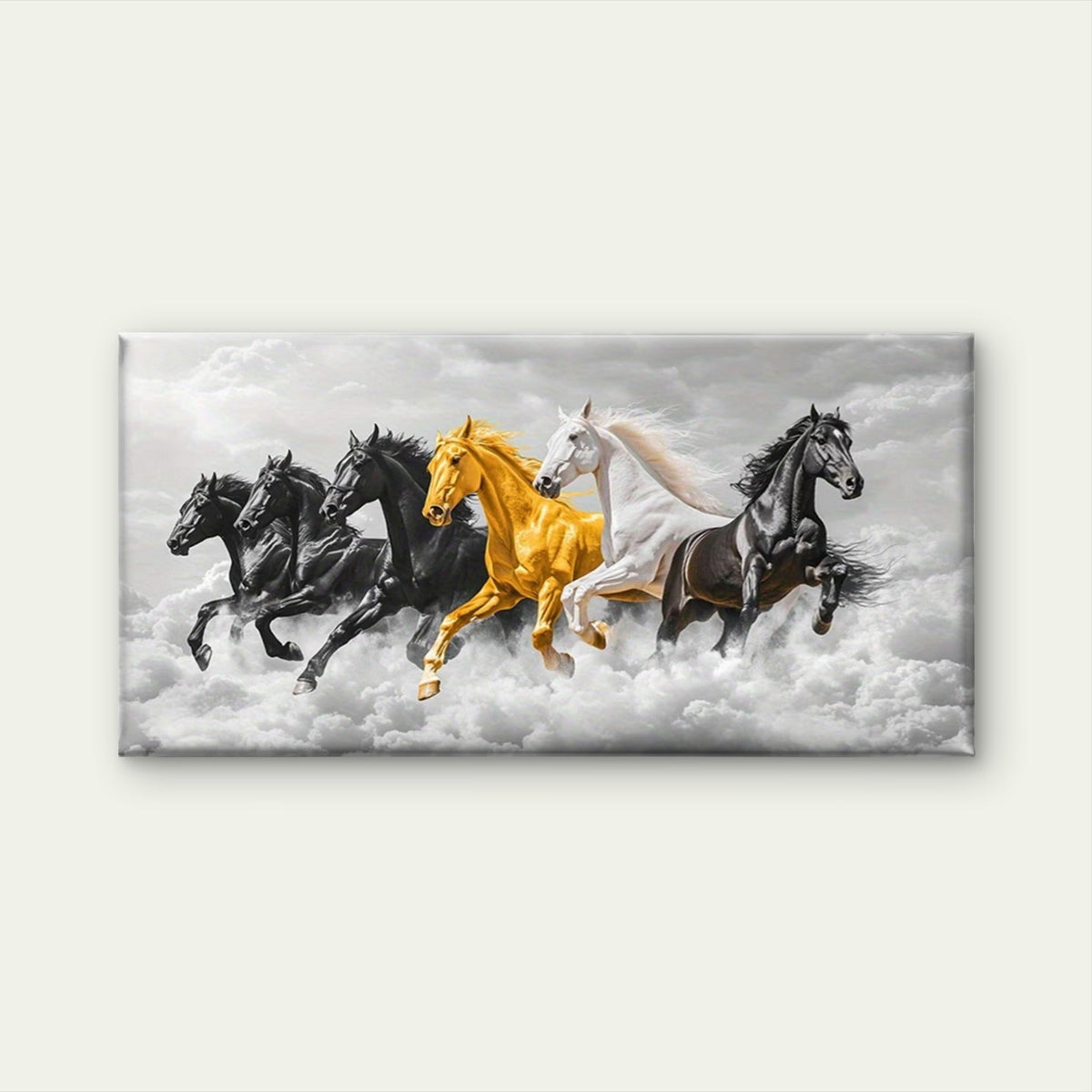 Horse Biblical Painting Wall Art Canvas Office Home Room Framed 80x45cm
