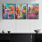 3pcs Vibrant Smiling Monsters Metal Print Ready to Hang Art