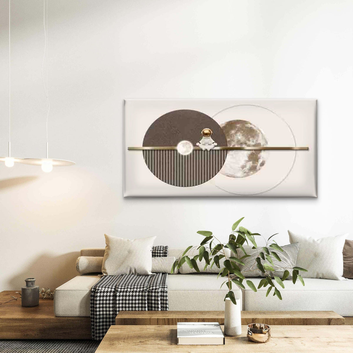 Astronaut Floating Earth Moon Wall Art Canvas Office Home Room Framed 120x60cm