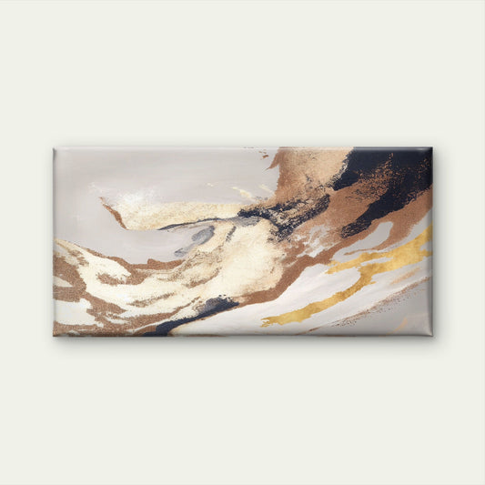 Abstract Gold Foil Beige Navy Marble Wall Art Canvas Office Home Framed 80x45cm