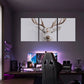 3pcs Rustic Deer Head White and Brown Metal Print Ready to Hang Art