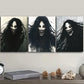 3pcs Black Hair, White Eyes Metal Print Ready to Hang Art