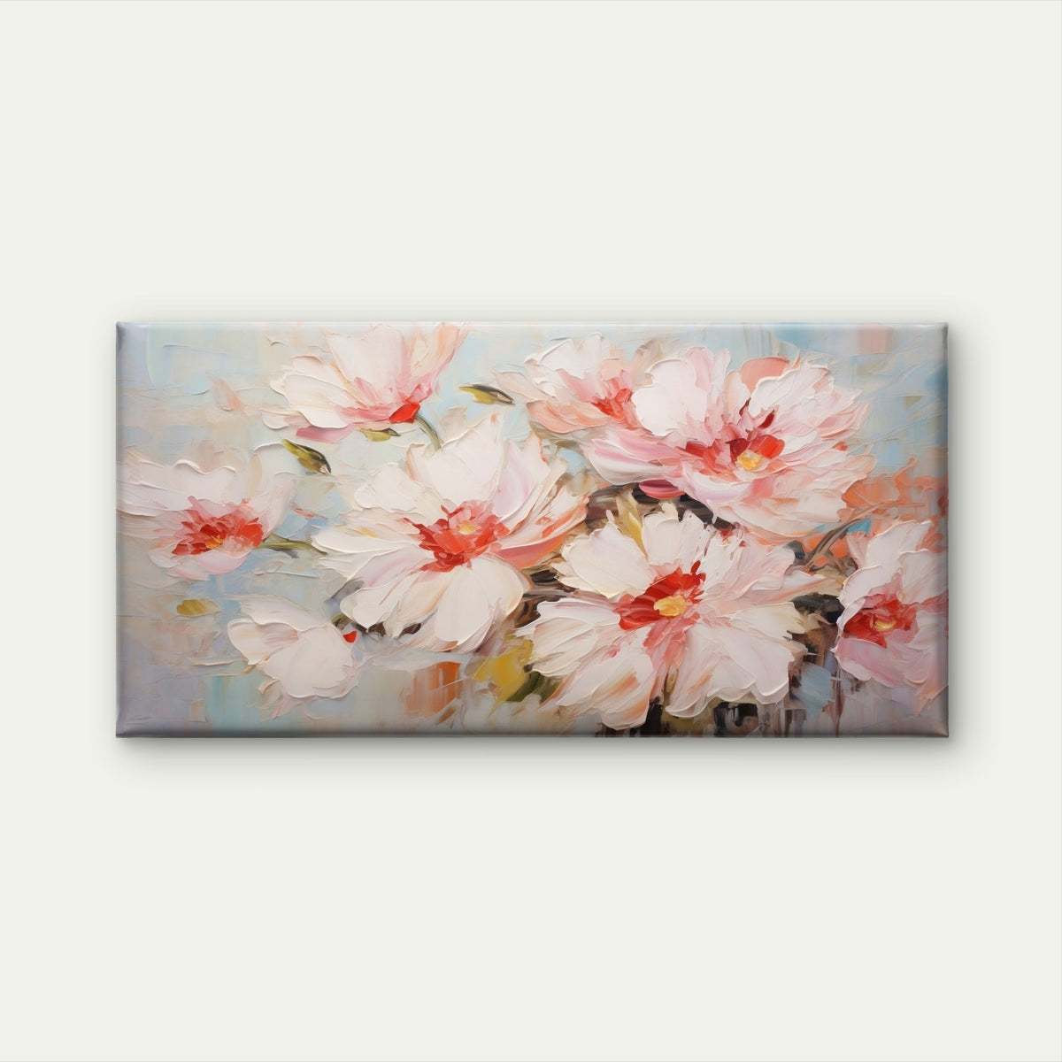 Modern Pink Peony Floral Bloom Wall Art Canvas Office Home Room Framed 80x45cm