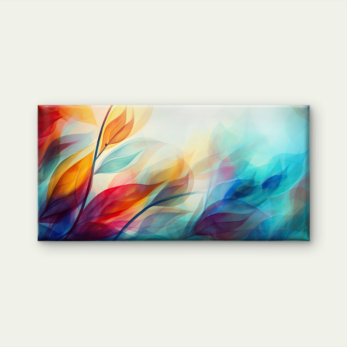Colorful Abstract Leaves Image Wall Art Canvas Office Home Room Framed 120x60cm