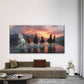 Six Horses Galloping at Sunset Wall Art Canvas Office Home Room Framed 120x60cm