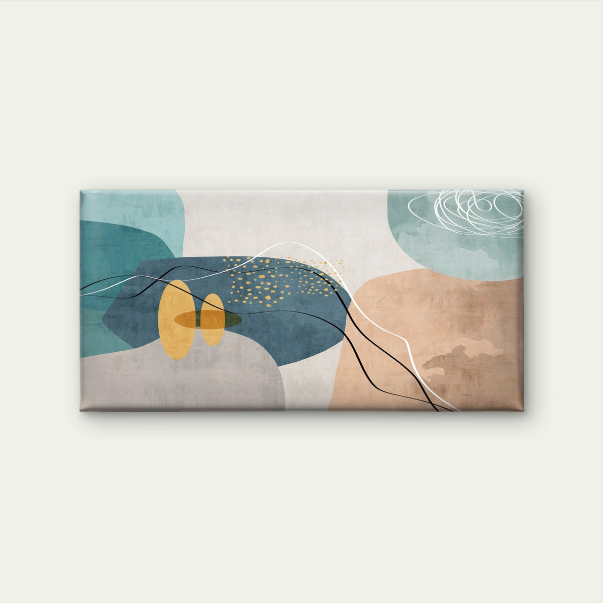 Abstract Shape Gold Dot Graphic Wall Art Canvas Office Home Framed 80x45cm