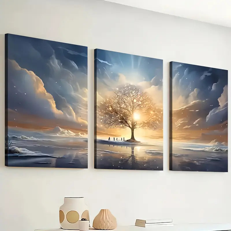 3pcs Modern Fantasy Landscape Abstract Art Sunrise Wall Art Set Canvas Framed 40x60cm - High Quality Print 100% Australian Made Wall Canvas Ready to Hang
