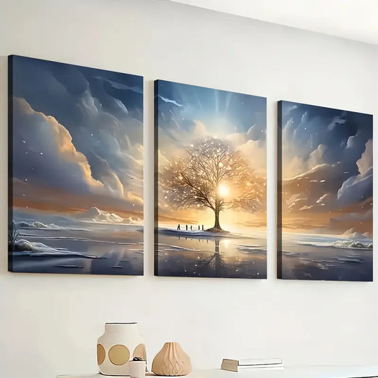 3pcs Modern Fantasy Landscape Abstract Art Sunrise Wall Art Set Canvas Framed 40x60cm - High Quality Print 100% Australian Made Wall Canvas Ready to Hang
