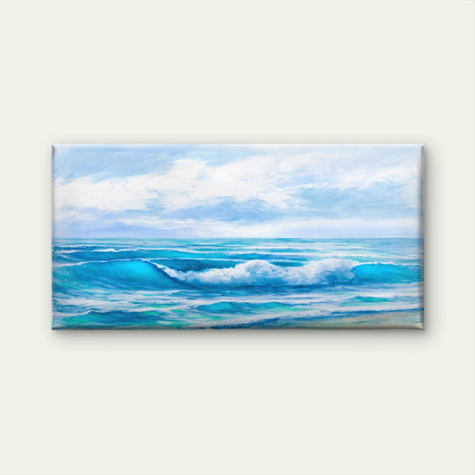 Beautiful Turquoise Beach View Wall Art Canvas Office Home Framed 80x45cm