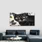 Black Cat And Leaf Pattern Wall Art Canvas Office Home Room Framed 120x60cm