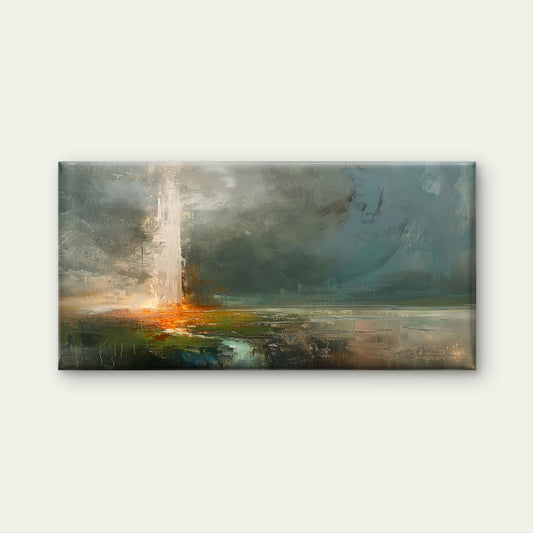 Abstract Geyser Eruption paint Wall Art Canvas Office Home Room Framed 80x45cm