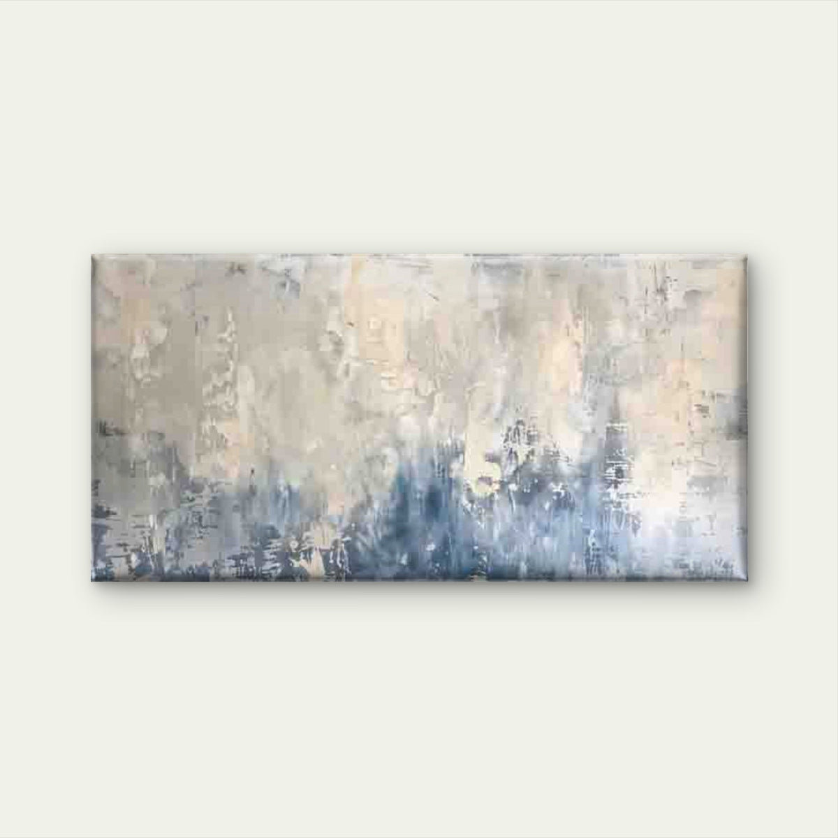 Abstract Blue & Beige Textured Wall Art Canvas Office Home Room Framed 120x60cm