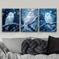 3pcs Owl Glow Design Metal Print Ready to Hang Art