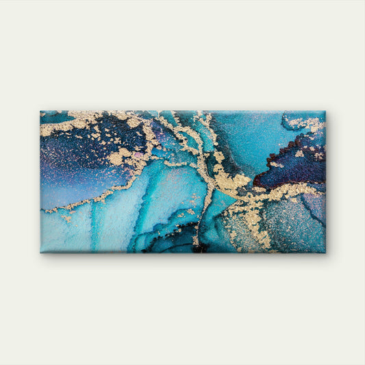 Marble Ink Gold Abstract Wall Art Canvas Office Home Room Framed 80x45cm