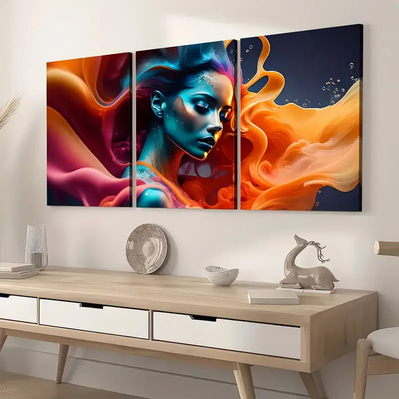 3pcs Modern Style Fashion Abstract Female Figure Art Girly Wall Art Set Canvas Framed 40x60cm - High Quality Print 100% Australian Made Wall Canvas Ready to Hang