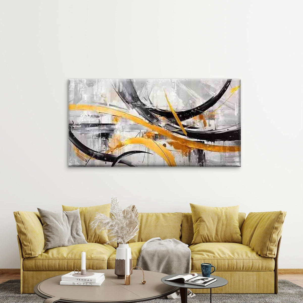 Modern Abstract Wall Art Canvas Office Home Room Framed 120x60cm