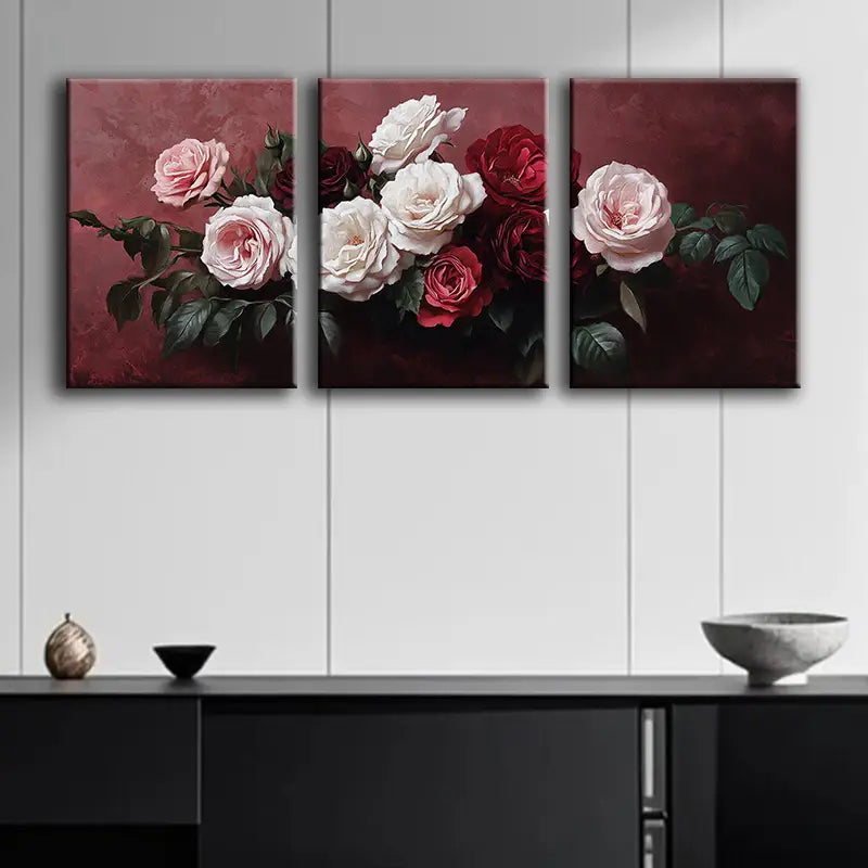 3pcs Colorful Roses Design Metal Print Ready to Hang Art