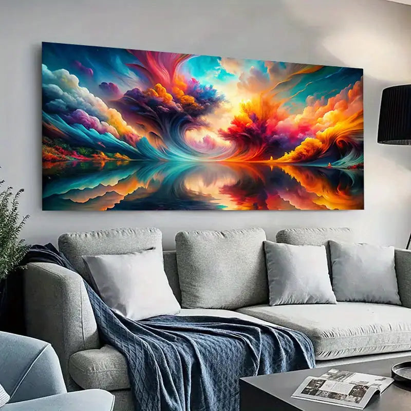 Vibrant Sunset-Inspired Swirling Design Wall Art wall canvas office home room framed 120x60cm