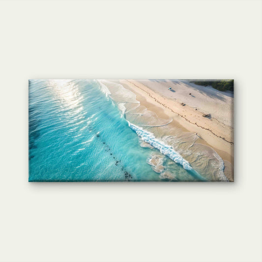 Abstract Ocean And Sandy Beach Wall Art Canvas Office Home Room Framed 80x45cm