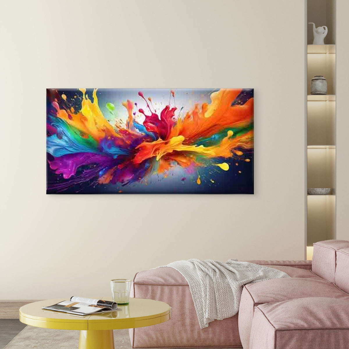 Colorful Paint Splash Design Wall Art Canvas Office Home Room Framed 120x60cm