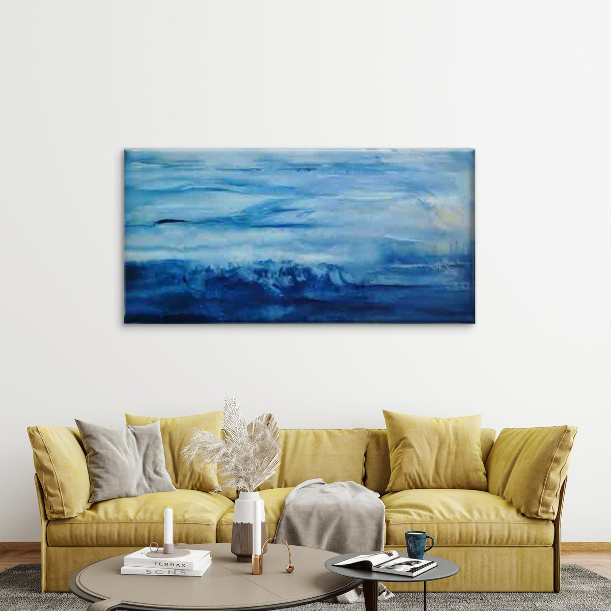 Ocean Waves And Blue Seas Wall Art Canvas Office Home Room Framed 120x60cm