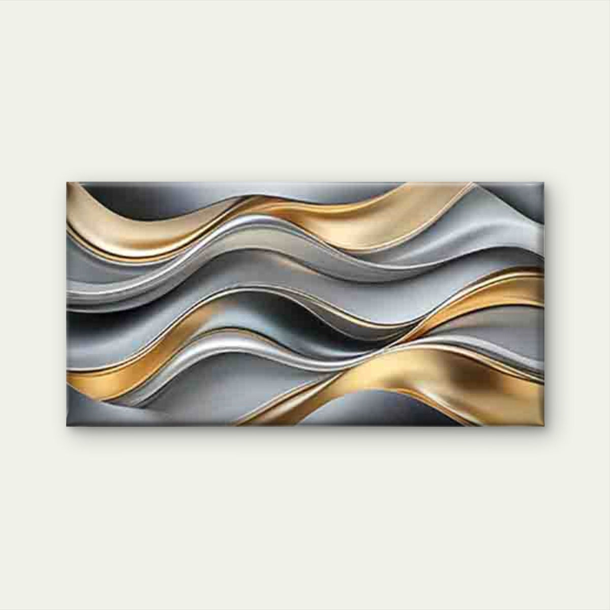 Flowing Wave Pattern Golden Wall Art Canvas Office Home Room Framed 120x60cm