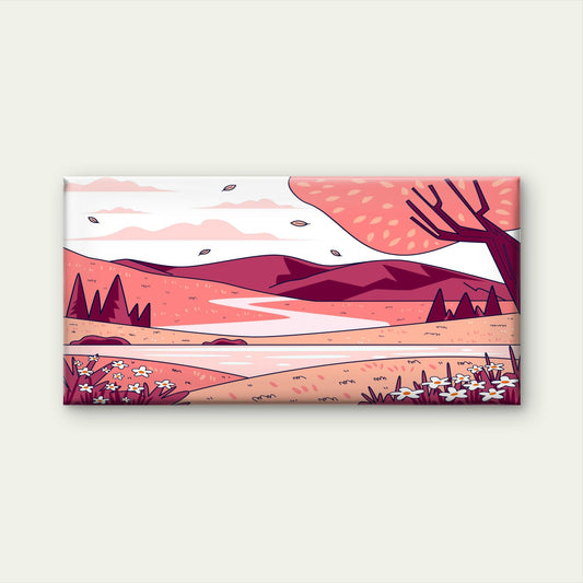 Pink Landscape With Winding Pat Wall Art Canvas Office Home Room Framed 80x45cm
