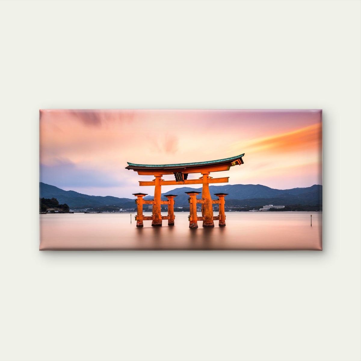 Floating Torii Gate Sunset Wall Art Canvas Office Home Room Framed 80x45cm