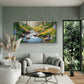 Lush Valley Stream With Wildflowers And Sunlit Rocks Landscape Wall Art Canvas Office Home Room Framed 80x45cm