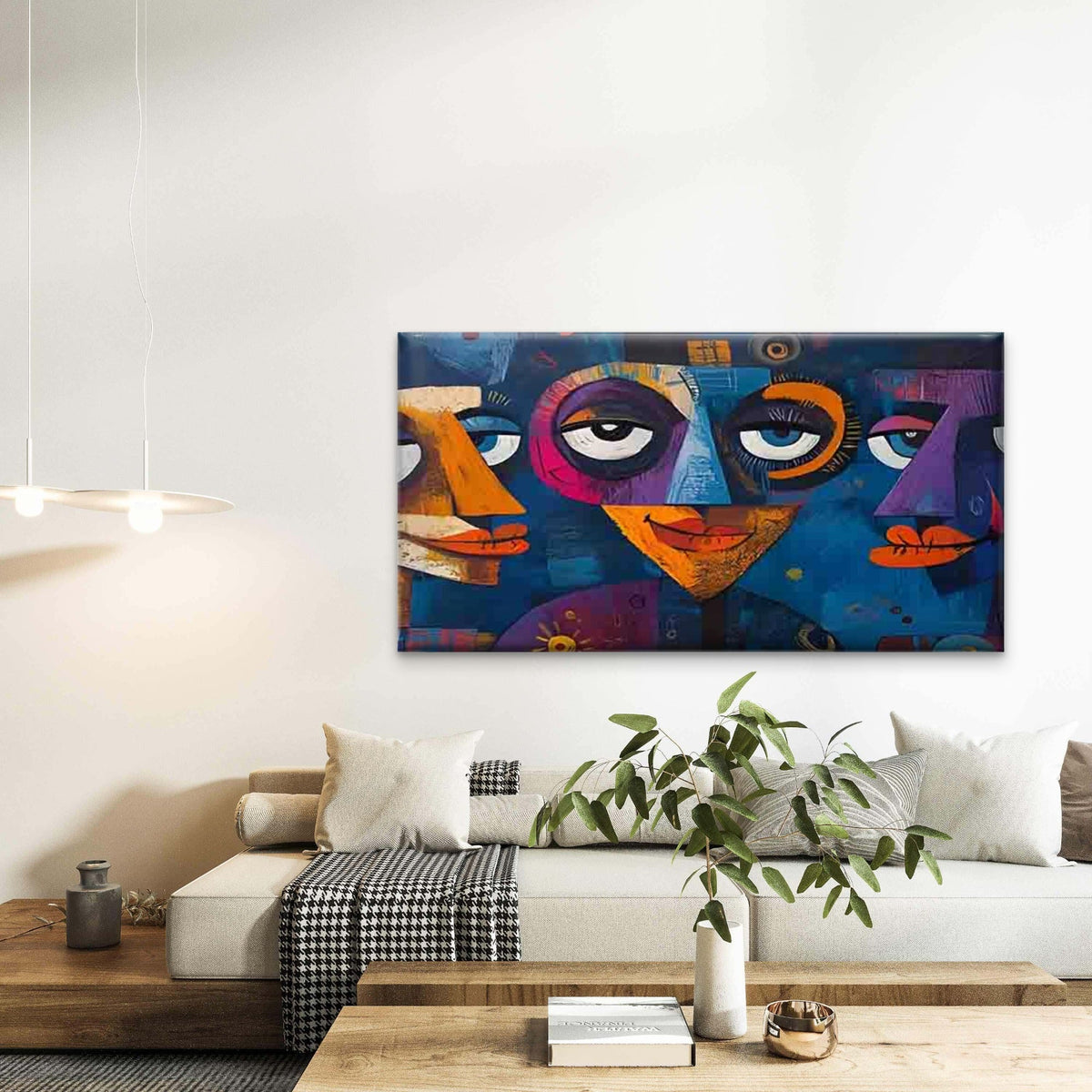 Modern Abstract Style Face Wall Art Canvas Office Home Room Framed 120x60cm