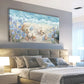 Starfish Shells Seaside Blue White Flowers Wall Art canvas office home room framed 120x60cm