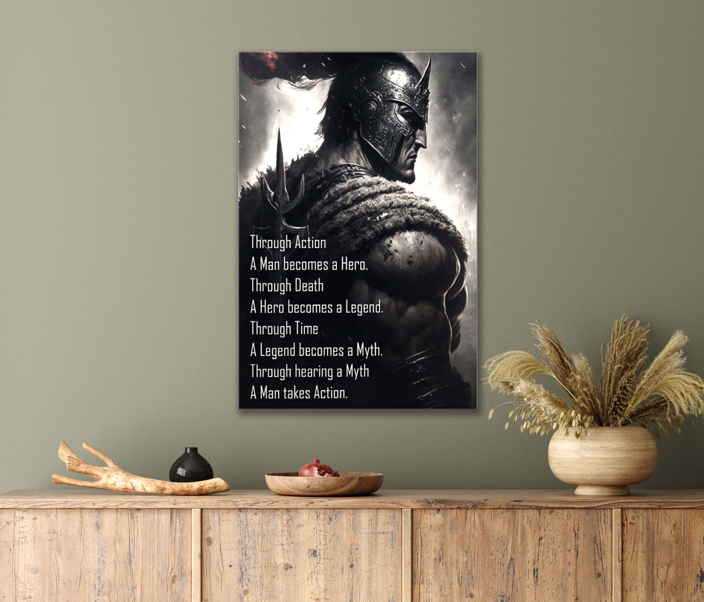 Fantasy Spartan Inspired Artwork And Text Print 100% Australian Made 40x60cm Stretched Canvas Ready to Hang
