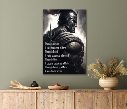 Fantasy Spartan Inspired Artwork And Text Print 100% Australian Made 40x60cm Stretched Canvas Ready to Hang