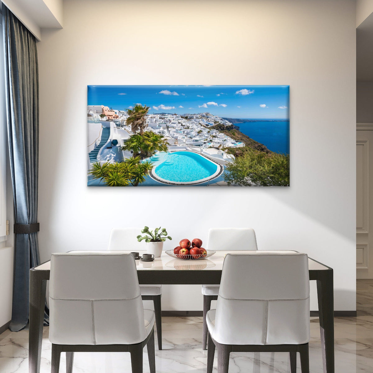 Sunlit Cliffside Pool Wall Art Canvas Office Home Room Framed 80x45cm