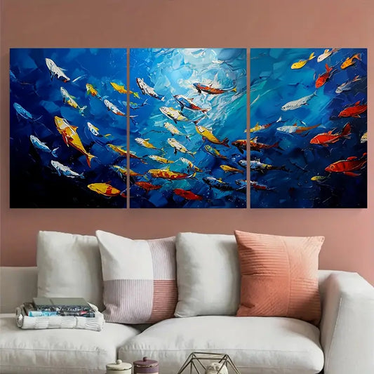 3pcs Colorful Fish Underwater Ocean Metal Print Ready to Hang Art