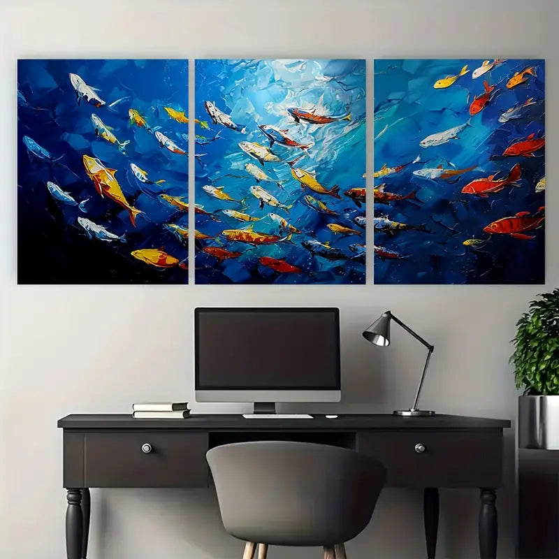 3pcs Colorful Fish Underwater Ocean Metal Print Ready to Hang Art