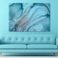 Grey & Blue Fluid Abstract Print 100% Australian Made Stretched Canvas Ready to Hang  - AB-130