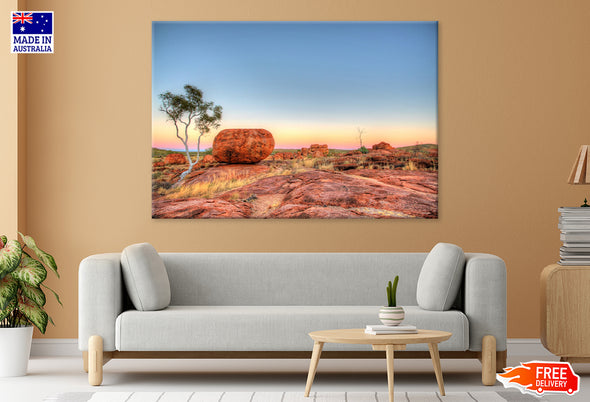 Karlu Karlu - Devils Marbles in Outback Australia Print 100% Australian Made Stretched Canvas Ready to Hang - AU-130