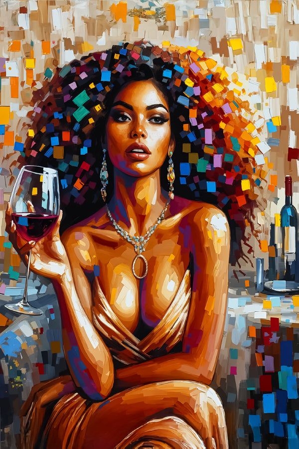 Classy Woman with a Glass of Wine Print 100% Australian Made 40x60cm Stretched Canvas Ready to Hang