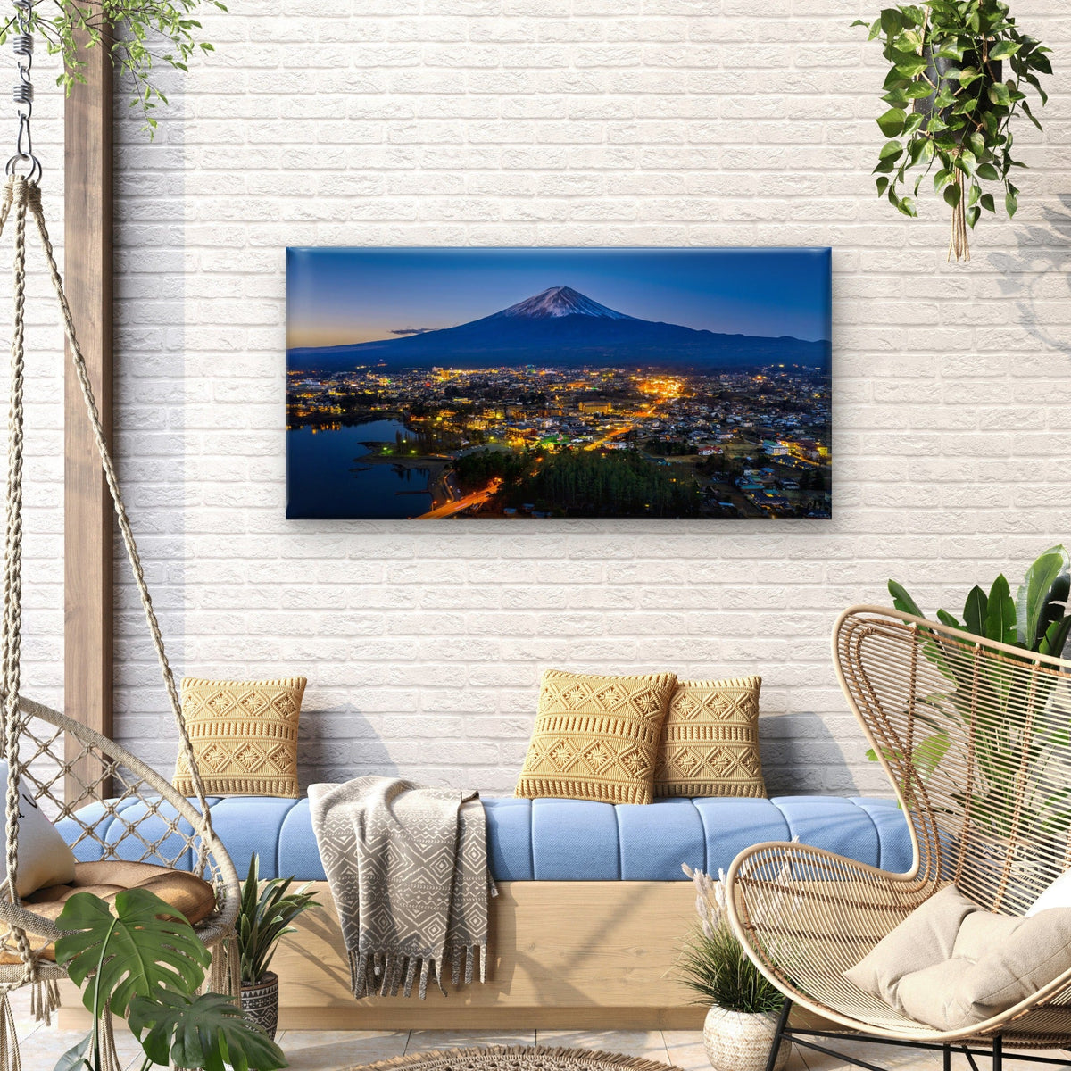Fuji Mountains Fujikawaguchiko City Japan Wall Art Canvas Office Home Room Framed 80x45cm