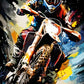 Vibrant Action of Motocross Rider Print 100% Australian Made 40x60cm Stretched Canvas Ready to Hang