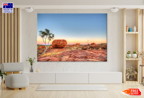 Karlu Karlu - Devils Marbles in Outback Australia Print 100% Australian Made Stretched Canvas Ready to Hang - AU-130