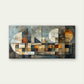 Geometric Bronze Silver Abstract Wall Art Canvas Office Home Framed 120x60cm